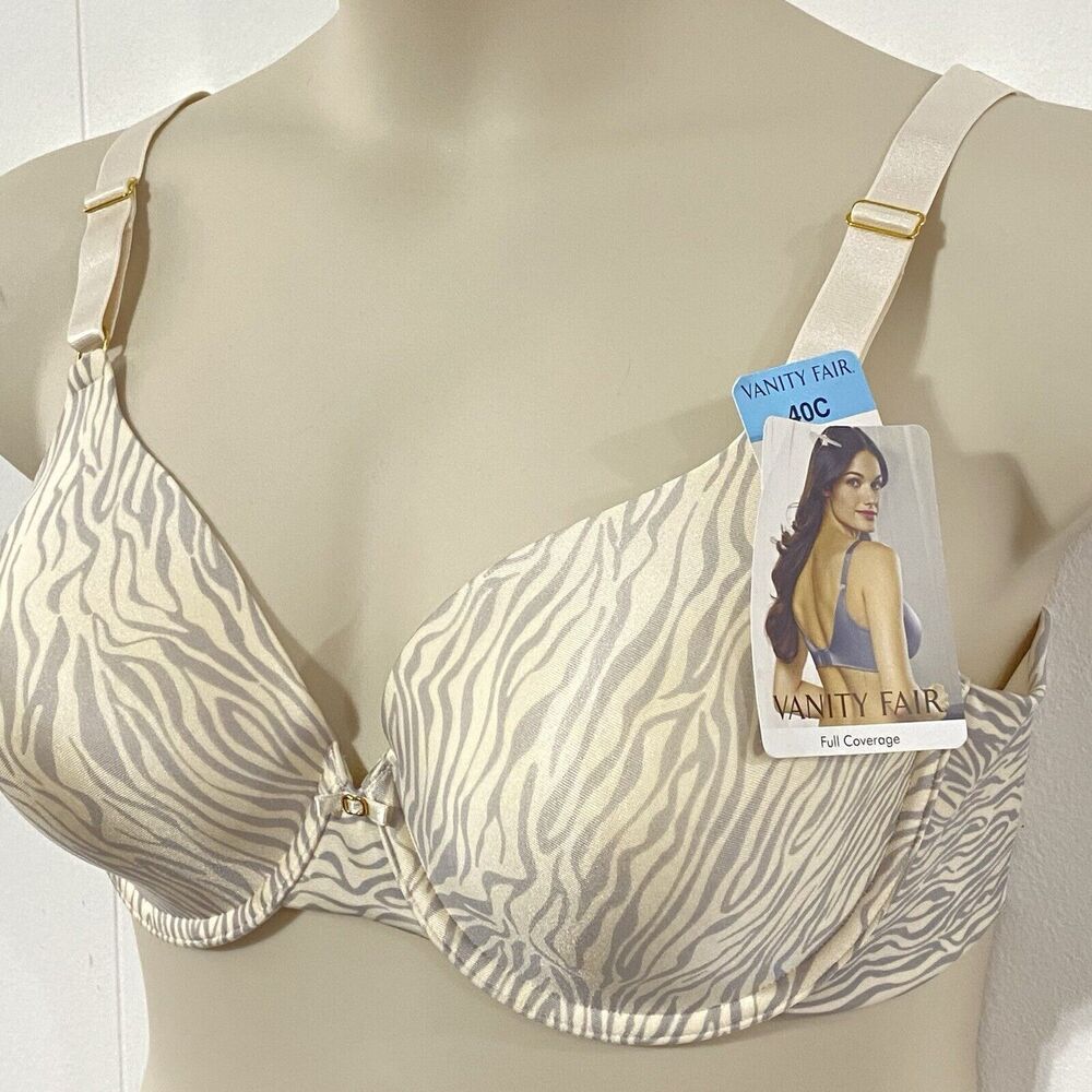 NEW Vanity Fair ZEBRA Women's 40C Beauty Back Full Figure Smoother Bra 75345